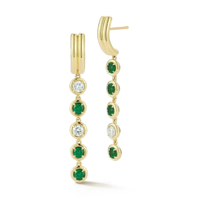 FORME 5-Stone Emerald and Diamond Drop Earrings