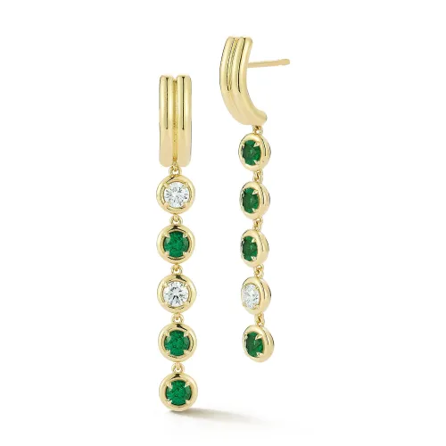 FORME 5-Stone Emerald and Diamond Drop Earrings