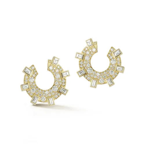 Prive Pave Diamond Baguette Hoops