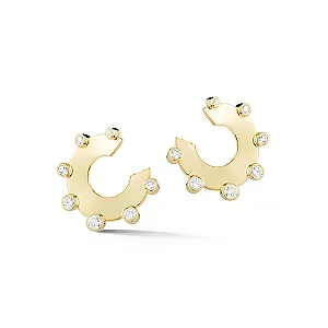 Prive Bezel Set Round Diamond Hoops