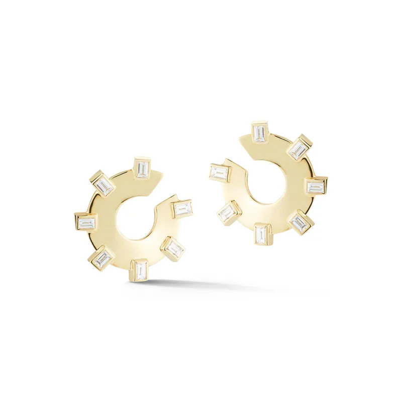 Prive Bezel Set Diamond Baguette Hoops