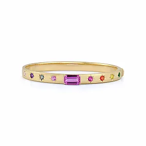 Anniversary Pink Sapphire Rainbow Cuff