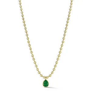 Connexion Bezel Set Emerald Pear Necklace