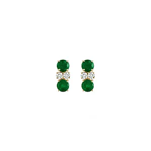 Prive Petite Double Emerald and Diamond Studs